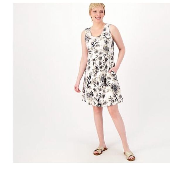 NWT Isaac Mizrahi Plus Size Sleevless Blue/Green Print Summer Sundress - Size 1X - Picture 3 of 6